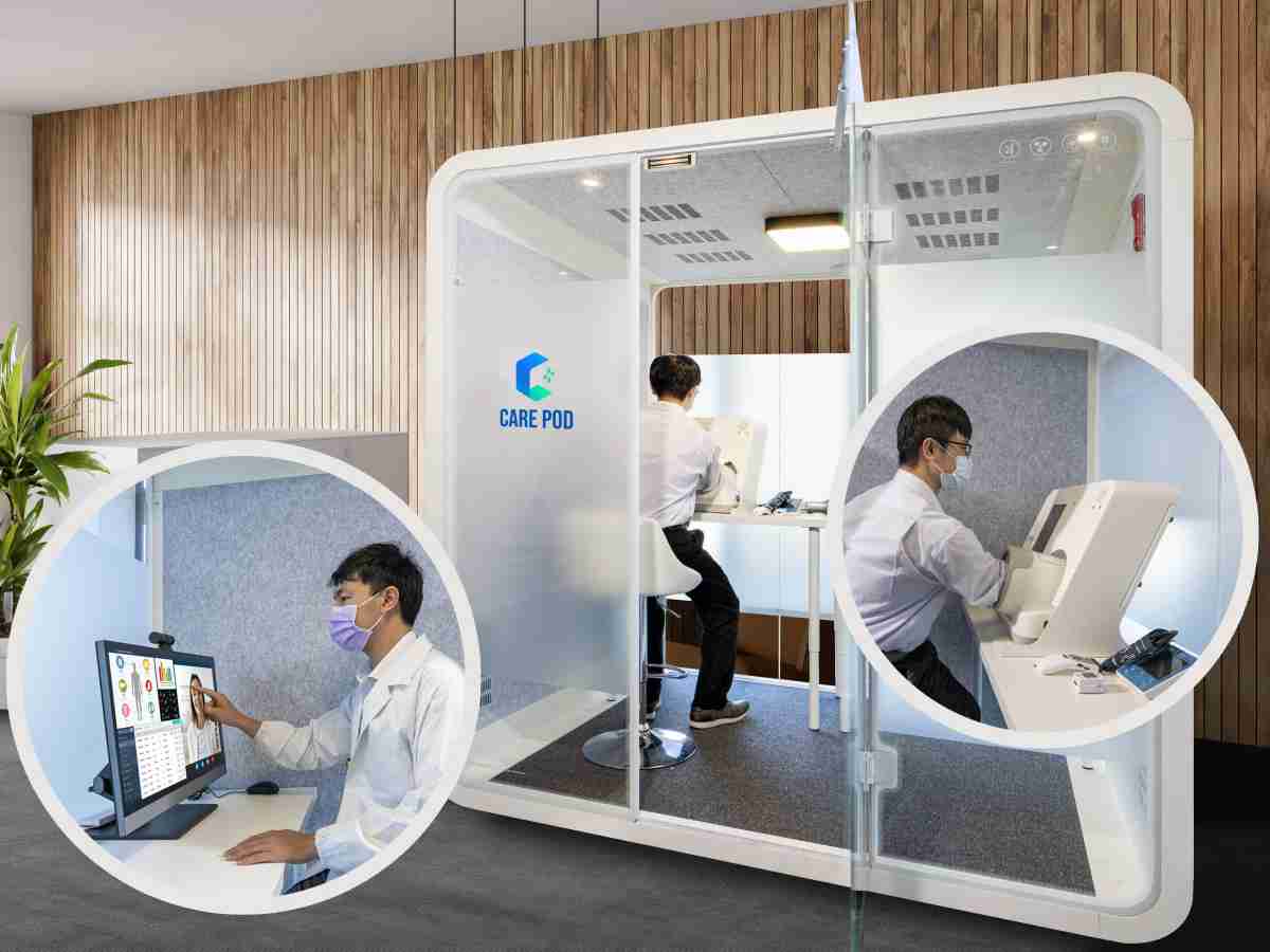 达擎于医疗科技展中展出＂远距诊疗舱＂，，，以因应医疗数字化及社会高龄化趋势下、、、、复诊及慢性病患等族群对于远距看诊需求逐渐升高所推出的创新整合方案。。。多功能合一、、、高隐私性的远距诊疗舱可根据病患端与医师端的不同需求，，提供弹性化及客制化功能，，，节省医生和病患的精力及时间