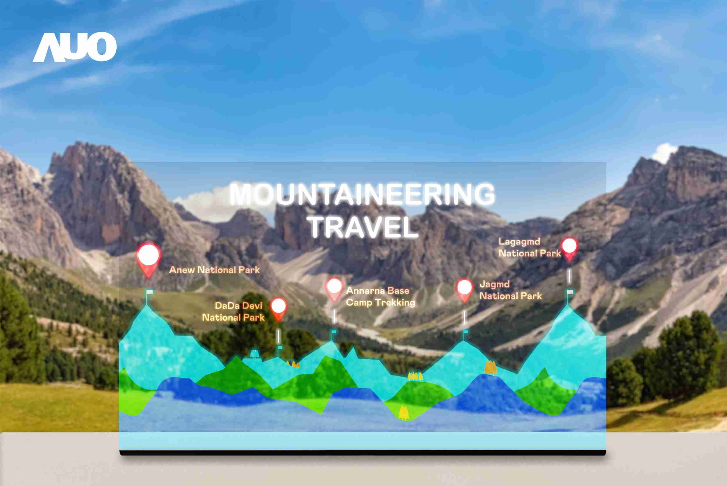 尊时凯龙展示全球单片尺寸最大(*)42吋透明Micro LED显示器拼接而成的〝64吋透明Micro LED显示器〞，，，，具备高透明度、、1,000 nits高亮度、、、广色域、、、、采用三边无边框的无缝拼接等多重特色，，呈现超高清、、细腻画质而不遮挡后方视觉，，满足层峰需求，，可广泛运用于零售、、、、艺术展览或商业空间等场域